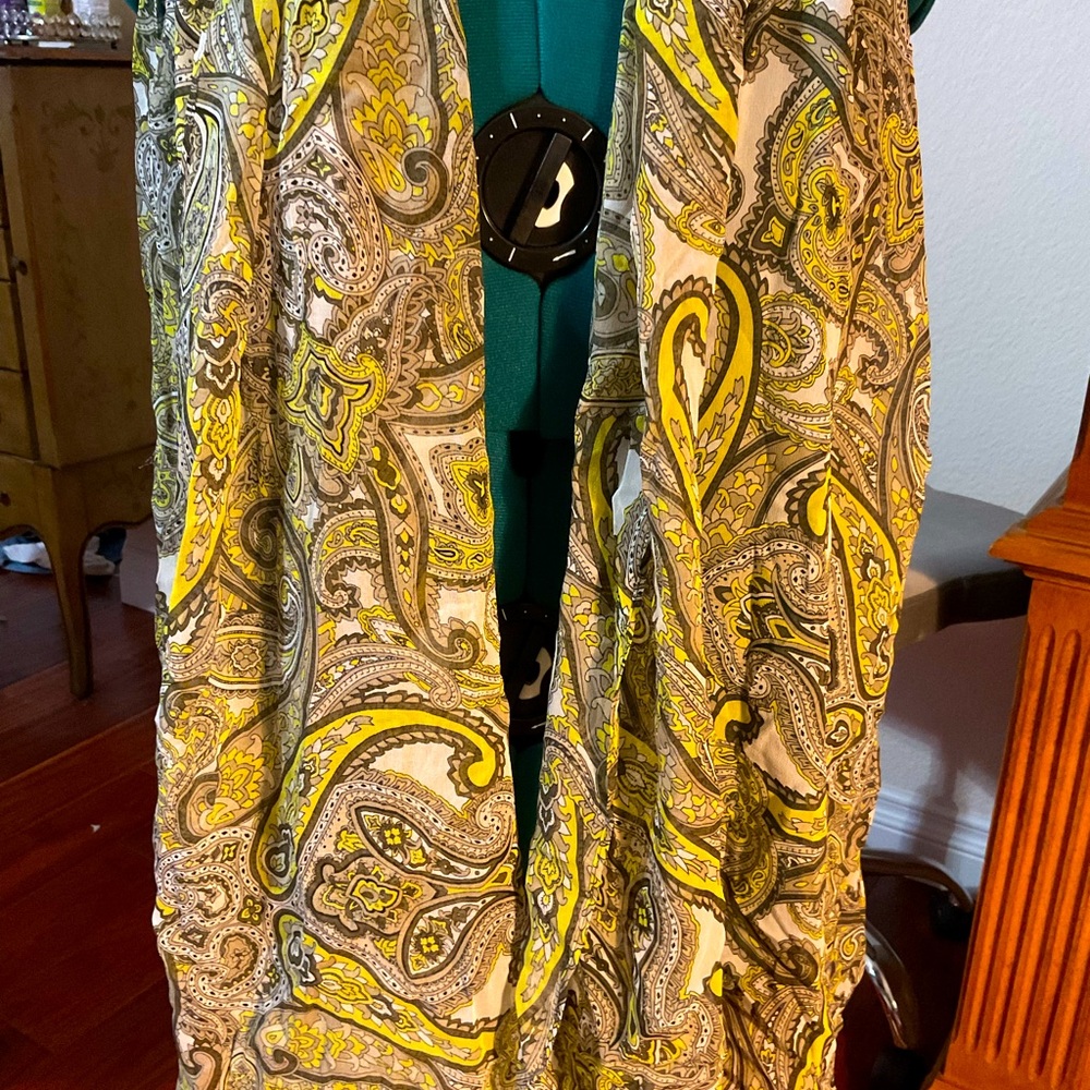 INC silk paisley print long vest